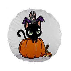 Halloween Cute Cat Standard 15  Premium Round Cushions