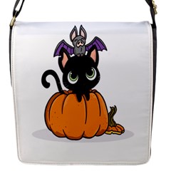 Halloween Cute Cat Flap Closure Messenger Bag (s) by HermanTelo