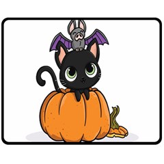 Halloween Cute Cat Double Sided Fleece Blanket (medium) 