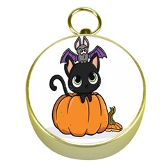 Halloween Cute Cat Gold Compasses