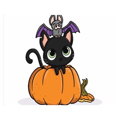 Halloween Cute Cat Double Sided Flano Blanket (medium) 