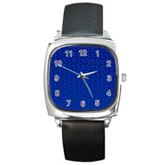 Background Polka Blue Square Metal Watch