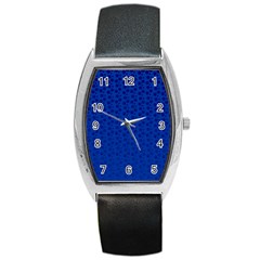 Background Polka Blue Barrel Style Metal Watch