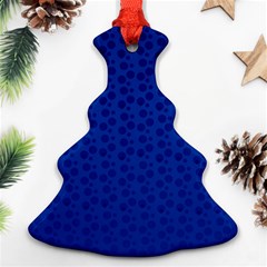 Background Polka Blue Christmas Tree Ornament (two Sides)