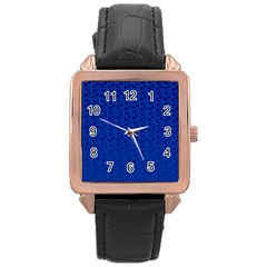 Background Polka Blue Rose Gold Leather Watch  by HermanTelo