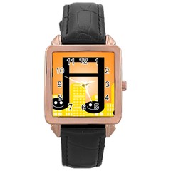 Abstract Anthropomorphic Art Rose Gold Leather Watch  by HermanTelo