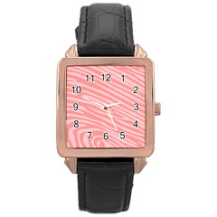 Pattern Texture Pink Rose Gold Leather Watch 