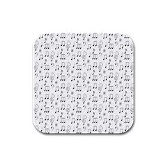 Music Notes Background Wallpaper Rubber Square Coaster (4 Pack)  by HermanTelo