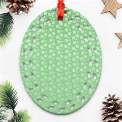 Background Polka Green Oval Filigree Ornament (two Sides)