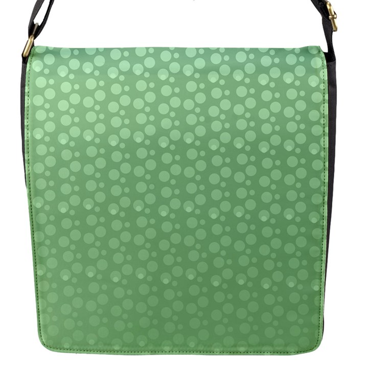 Background Polka Green Flap Closure Messenger Bag (S)