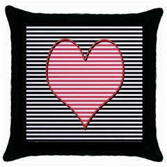 Heart Stripes Symbol Striped Throw Pillow Case (black) by HermanTelo