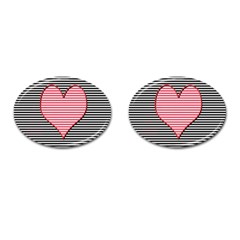 Heart Stripes Symbol Striped Cufflinks (oval) by HermanTelo