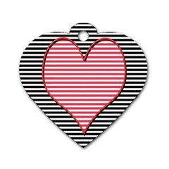 Heart Stripes Symbol Striped Dog Tag Heart (one Side)