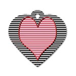 Heart Stripes Symbol Striped Dog Tag Heart (One Side) Front