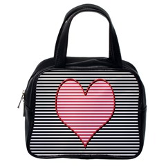 Heart Stripes Symbol Striped Classic Handbag (one Side) by HermanTelo