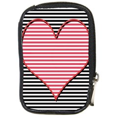 Heart Stripes Symbol Striped Compact Camera Leather Case