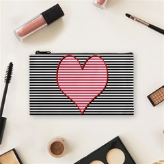 Heart Stripes Symbol Striped Cosmetic Bag (small)