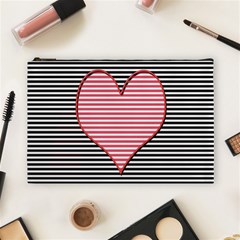 Heart Stripes Symbol Striped Cosmetic Bag (large)