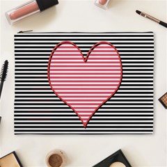 Heart Stripes Symbol Striped Cosmetic Bag (xl) by HermanTelo