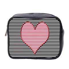 Heart Stripes Symbol Striped Mini Toiletries Bag (two Sides)