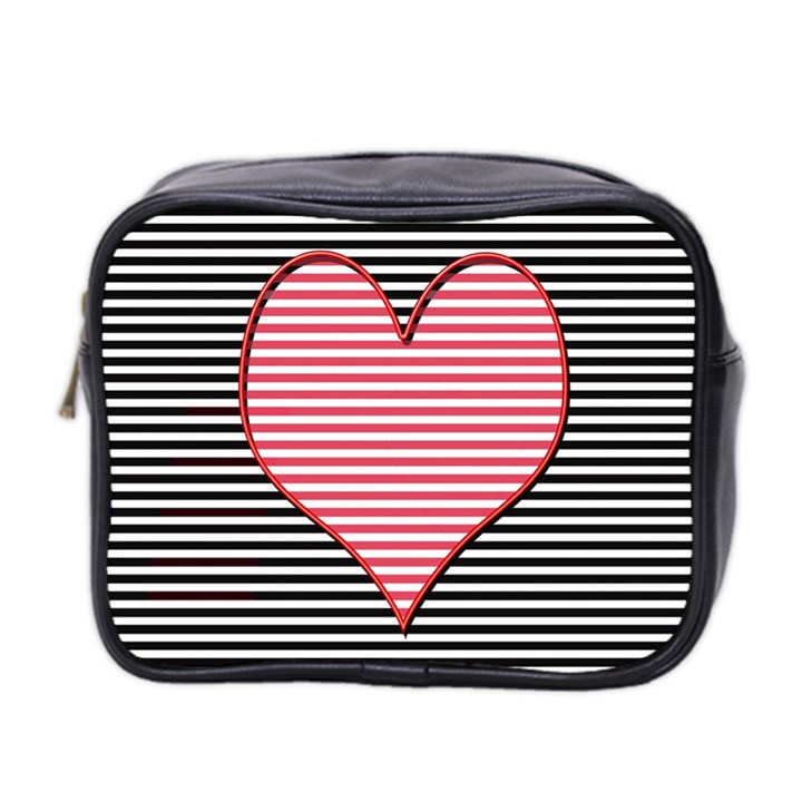 Heart Stripes Symbol Striped Mini Toiletries Bag (Two Sides)