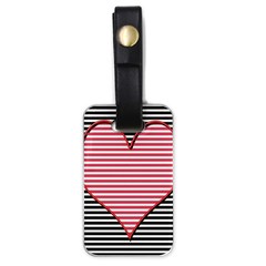 Heart Stripes Symbol Striped Luggage Tag (one Side) by HermanTelo