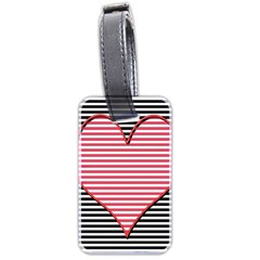 Heart Stripes Symbol Striped Luggage Tag (two Sides) by HermanTelo