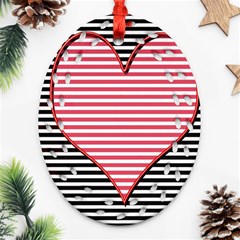 Heart Stripes Symbol Striped Ornament (oval Filigree) by HermanTelo