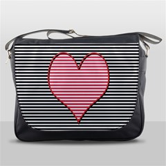 Heart Stripes Symbol Striped Messenger Bag by HermanTelo