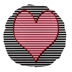 Heart Stripes Symbol Striped Large 18  Premium Round Cushions by HermanTelo