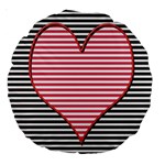 Heart Stripes Symbol Striped Large 18  Premium Round Cushions Front