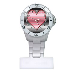 Heart Stripes Symbol Striped Plastic Nurses Watch