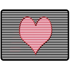 Heart Stripes Symbol Striped Double Sided Fleece Blanket (large) 