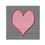 Heart Stripes Symbol Striped Small Satin Scarf (Square) Front