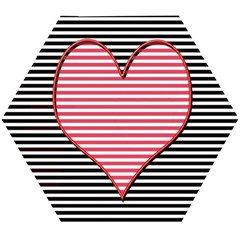 Heart Stripes Symbol Striped Wooden Puzzle Hexagon