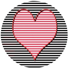 Heart Stripes Symbol Striped Wooden Bottle Opener (round)