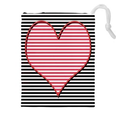 Heart Stripes Symbol Striped Drawstring Pouch (5xl)