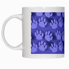 Pattern Texture Feet Dog Blue White Mugs by HermanTelo