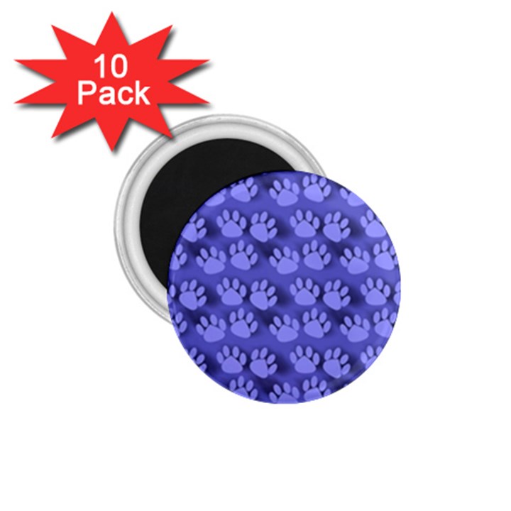 Pattern Texture Feet Dog Blue 1.75  Magnets (10 pack) 