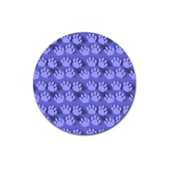 Pattern Texture Feet Dog Blue Magnet 3  (round) by HermanTelo