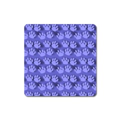 Pattern Texture Feet Dog Blue Square Magnet by HermanTelo