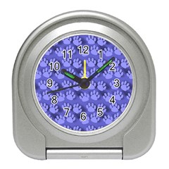 Pattern Texture Feet Dog Blue Travel Alarm Clock by HermanTelo