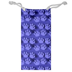 Pattern Texture Feet Dog Blue Jewelry Bag