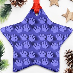 Pattern Texture Feet Dog Blue Star Ornament (two Sides)