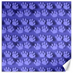 Pattern Texture Feet Dog Blue Canvas 12  X 12 