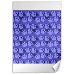 Pattern Texture Feet Dog Blue Canvas 12  X 18 