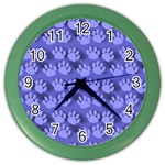 Pattern Texture Feet Dog Blue Color Wall Clock Front