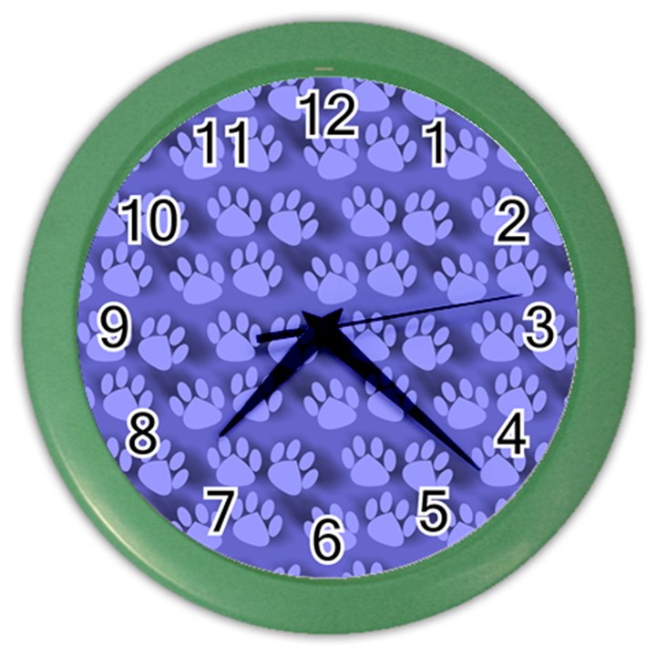 Pattern Texture Feet Dog Blue Color Wall Clock