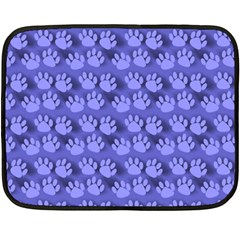 Pattern Texture Feet Dog Blue Fleece Blanket (mini)