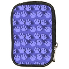 Pattern Texture Feet Dog Blue Compact Camera Leather Case